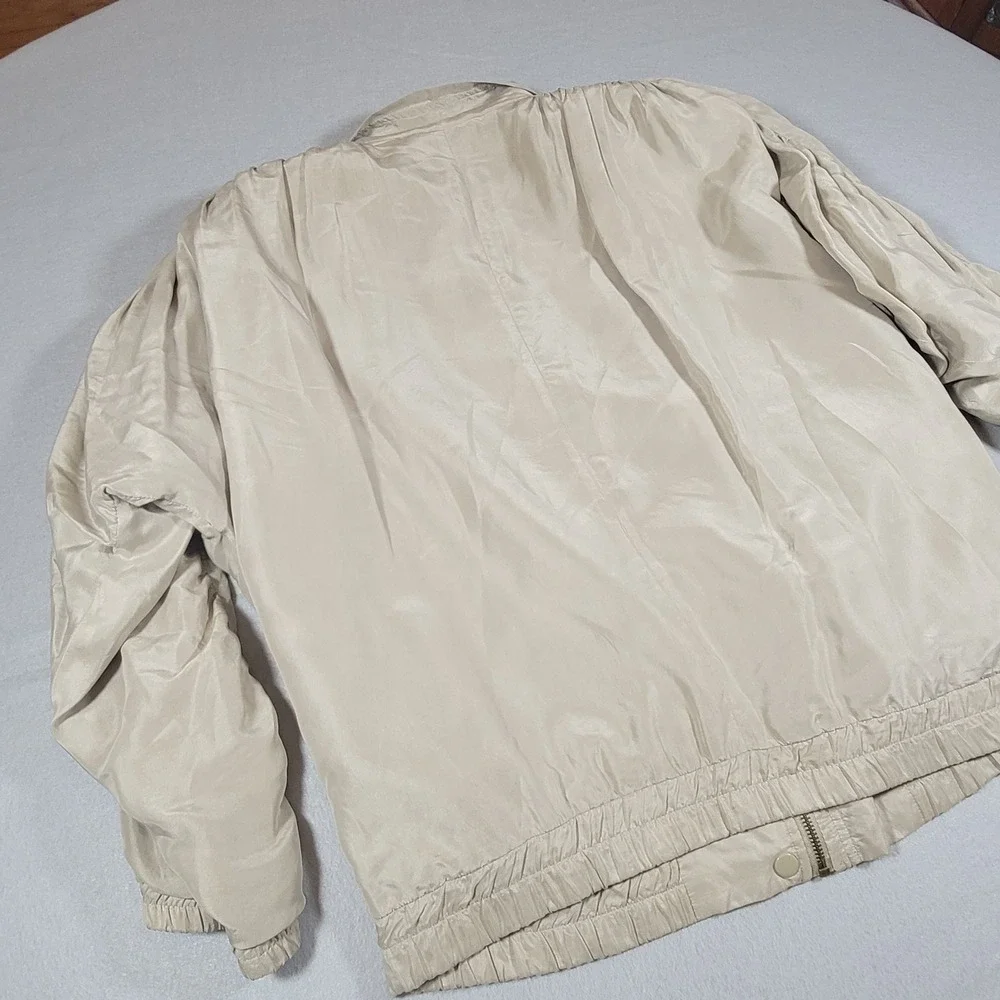 Vintage 80s Donna Toran Silk Jacket Beige Women's‎ Size Medium Shoulder Pads
